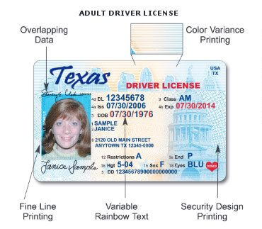 fake drivers license texas template